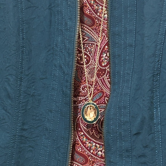 Lake Teal Green Jacket Blazer Coat Dark Teal Full Zip Up + Pockets Size Large - Picture 5 of 15